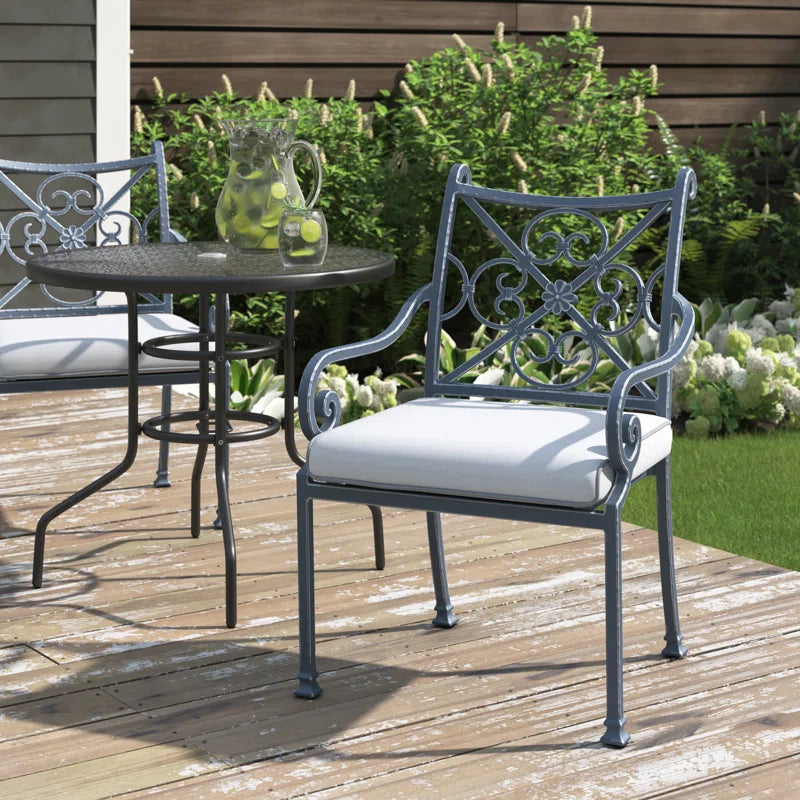 Outdoor Stacking Arm Chair with Cushion
