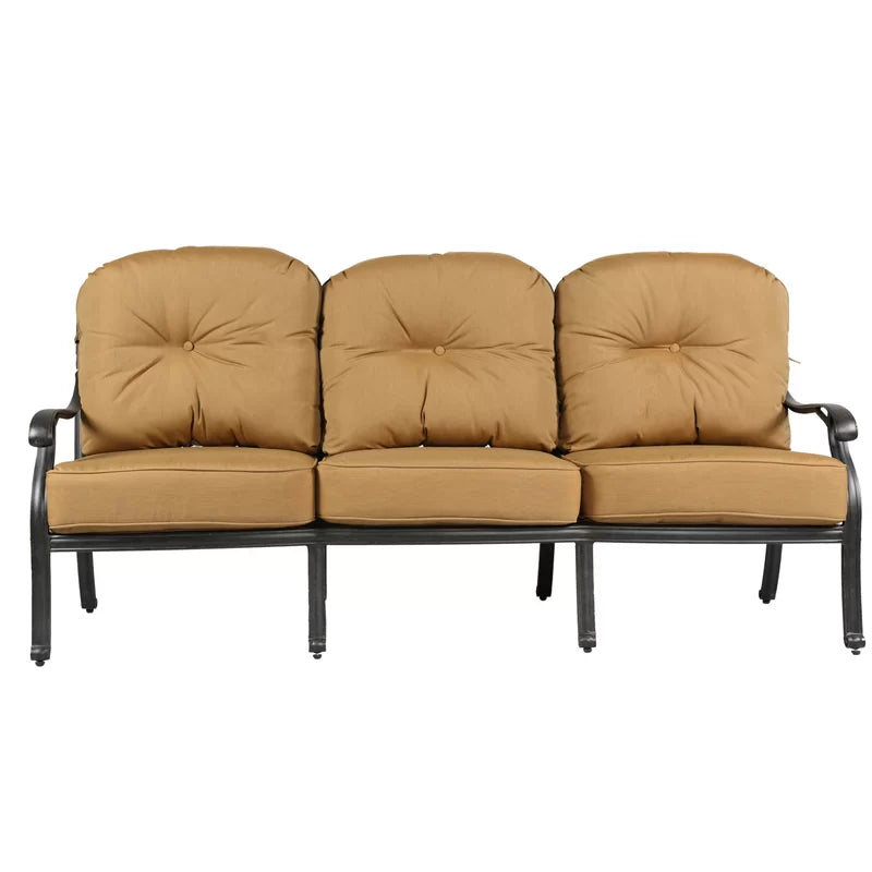 High Back Sofa With Cushion-Brown