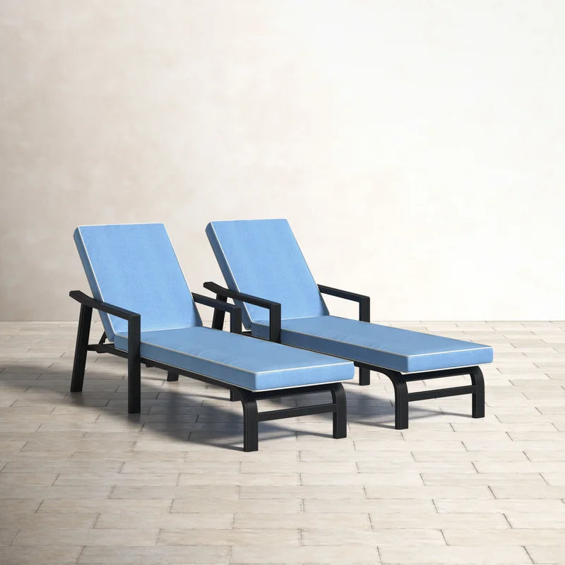 Genoa Chaise Lounge with Cushion  Blue (set of 2)