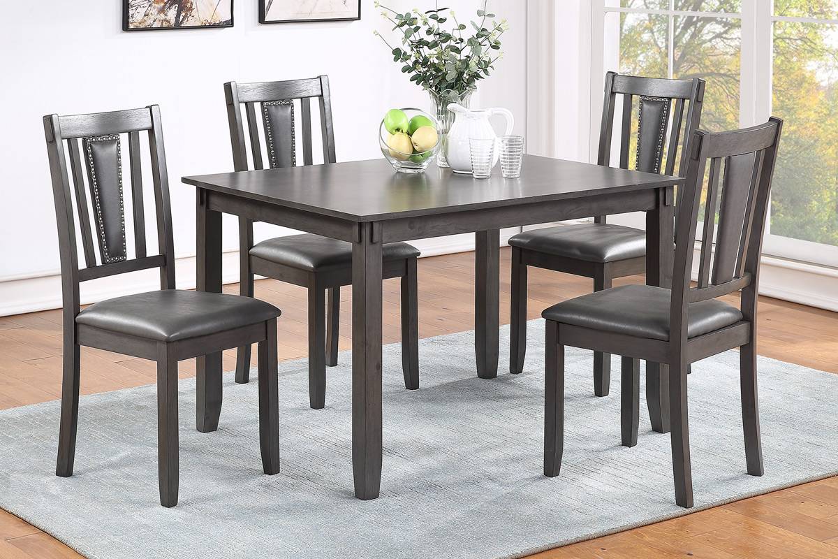F2540 5-PC Dining Set Grey (TABLE+4 CHAIRS)
