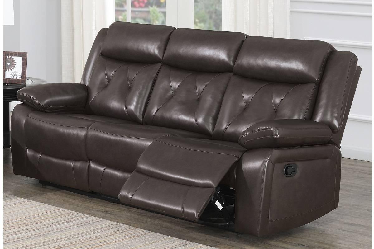 F8756  Manual Motion Sofa Gel Leatherette Dark Brown