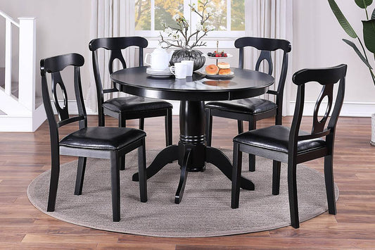 F2561 5PCS DINING SET (ROUND TABLE+4 CHAIRS) BLACK