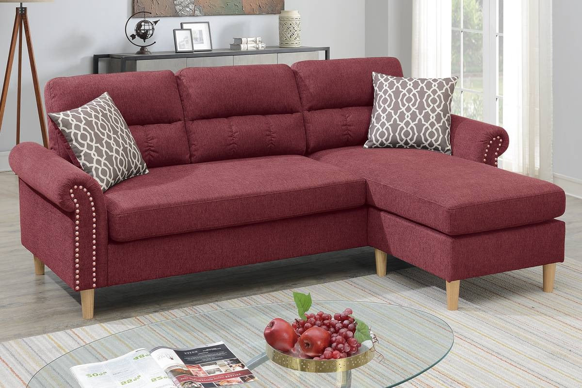 F6449 2-Pcs Sectional W/2 Accent Pillow Paprika Red