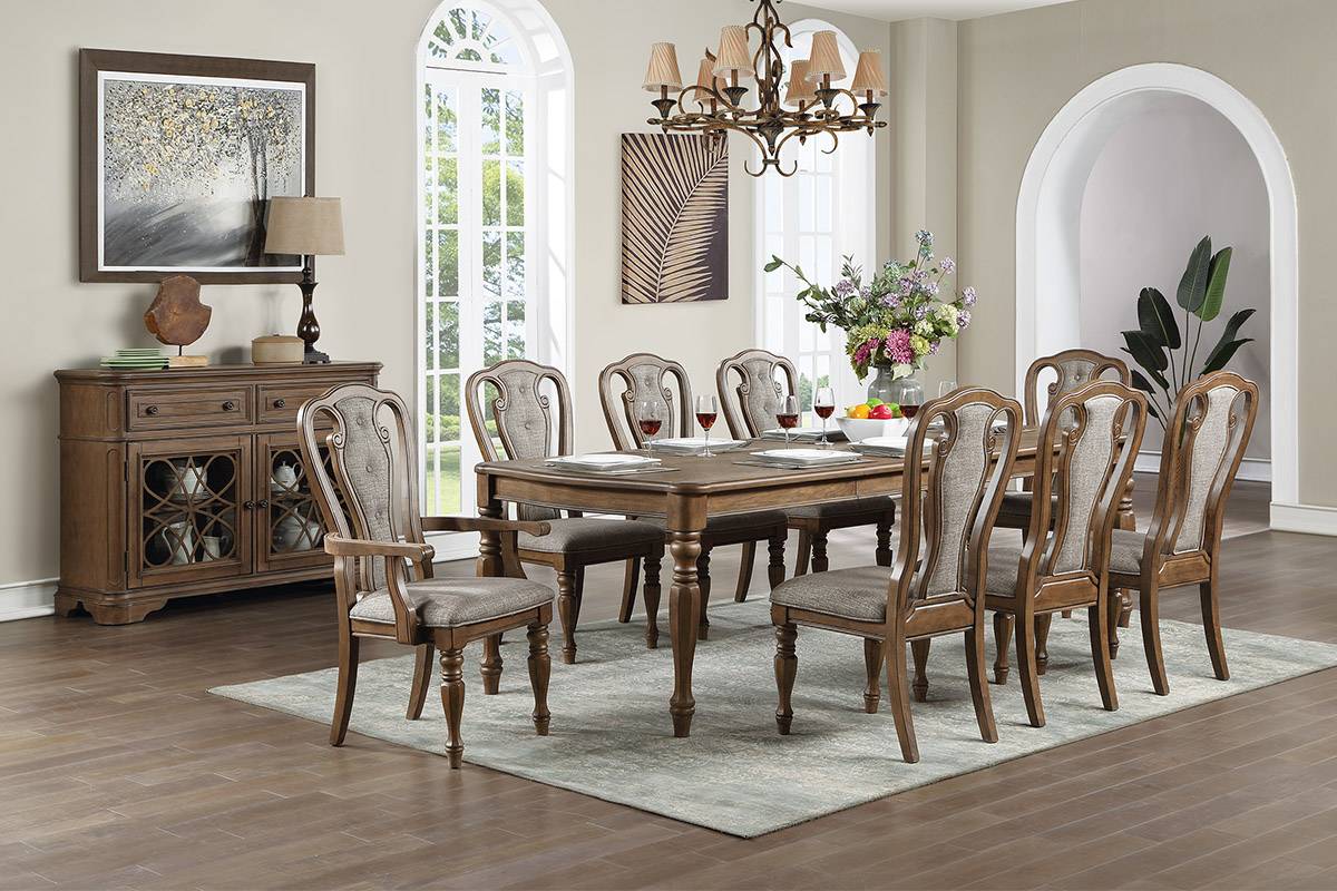 F2573 Rectangle Dining Table Brown Rubber Wood