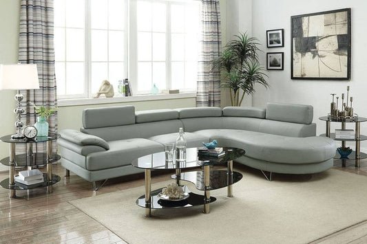 F6984 2-Pcs Sectional Sofa Light Grey