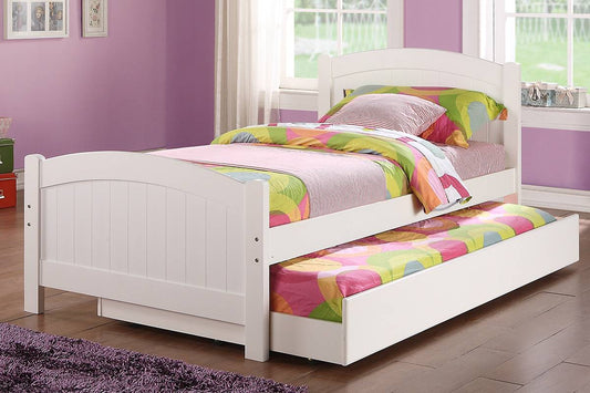 F9218 Twin Size Bed + Trundle w/ Slats White