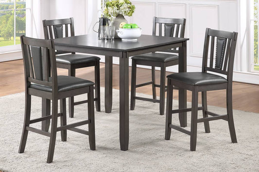 F2543 5-PC Counter Height Dining Set Grey( Table+ 4 Chairs)