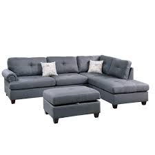 F6414 3-PCS Sectional Set Blue Grey