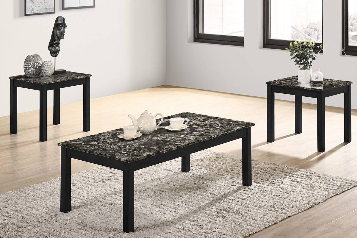 F3193 3-Pcs Coffee Table Set Faux Marble Top