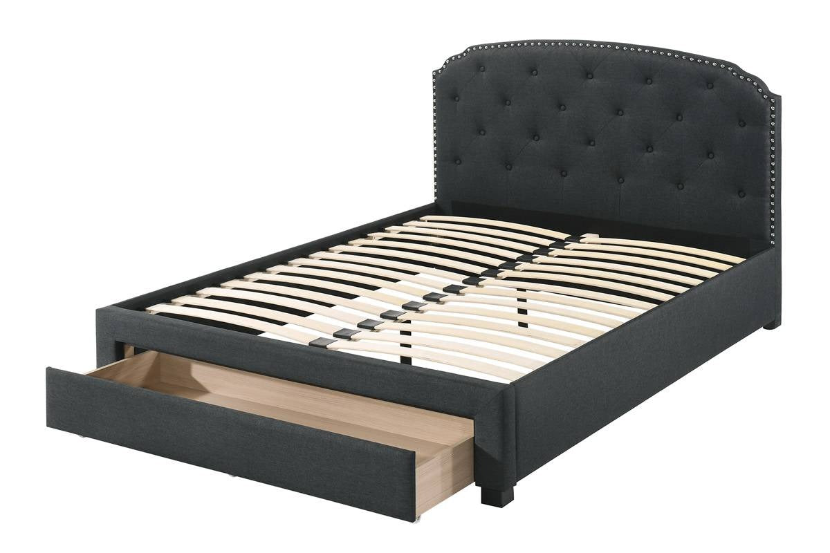 F9509T Twin Bed w/ Drawer- Charcoal Burlap