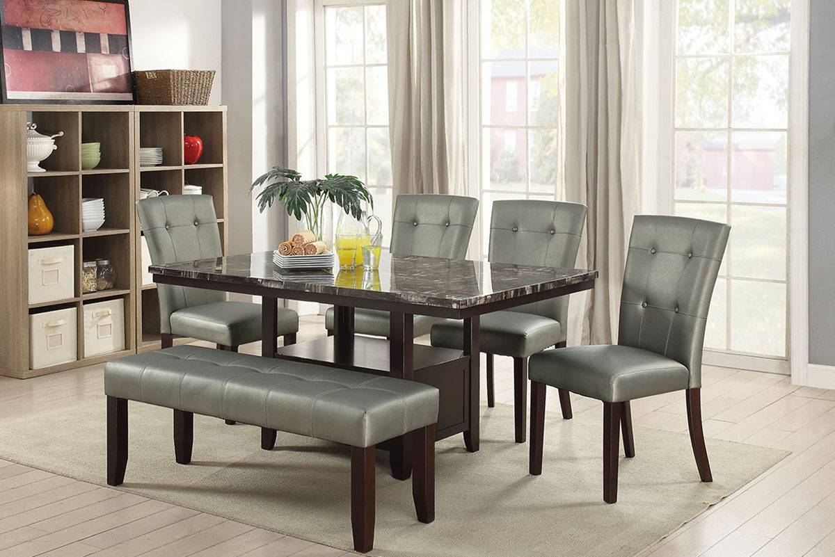 F1752 Dining Chair Silver Faux Leather (set of 2)