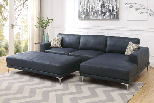 F6430 2-PCS Sectional Sofa Set Ink Blue