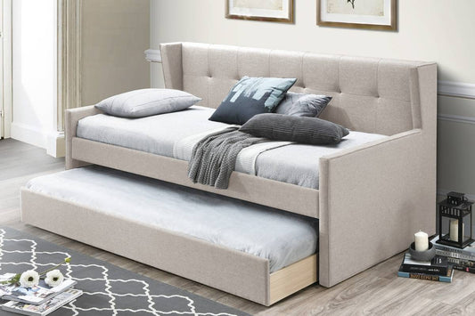 F9459 Day Bed w/ Slats + Trundle Burlap light Grey