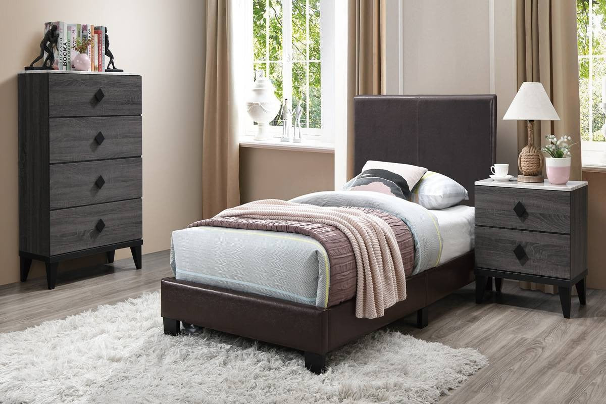 F9211T Twin Bed Brown Grey