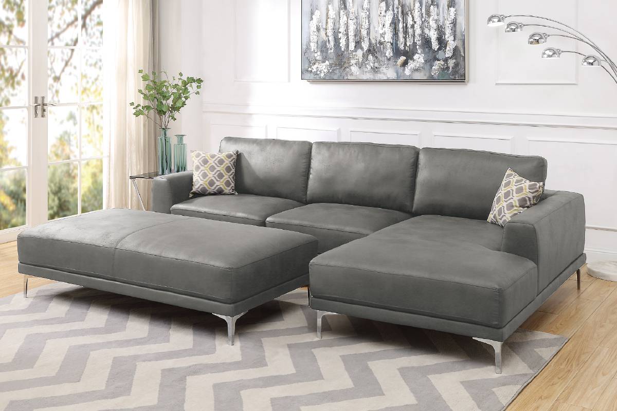 F6429 2-PCS Sectional Sofa Set Antique Grey