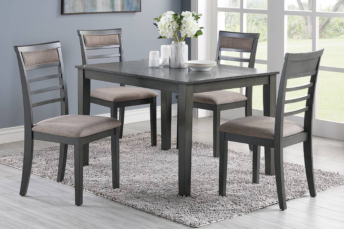 F2556 5-PCS Dining Set Grey (Table+4 Chairs)